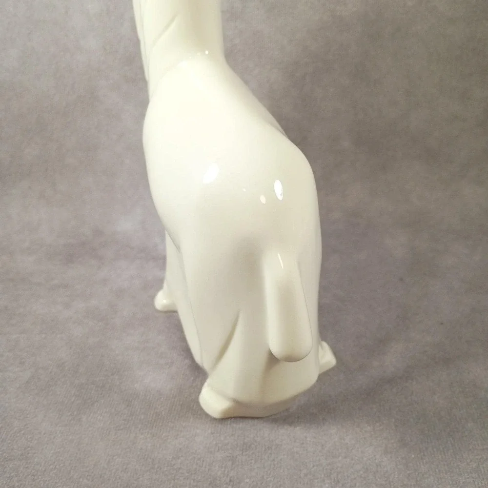 Vintage Lenox Art Deco Ivory Porcelain Llama Figurine Green Wreath Mark
